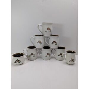 Denby Shamrock 8pc Set 6 Tankard Mugs, Open Sugar, and Creamer Made in England